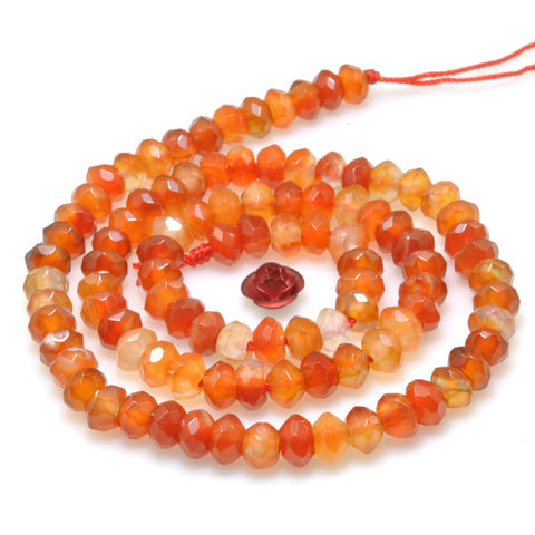 Natural Rainbow Agate orange red faceted rondelle beads wholesale loose gemstone for jewelry making DIY