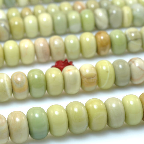 Natural Butter Jade smooth rondelle beads green stone wholesale loose gemstones for jewelry making diy bracelet necklace