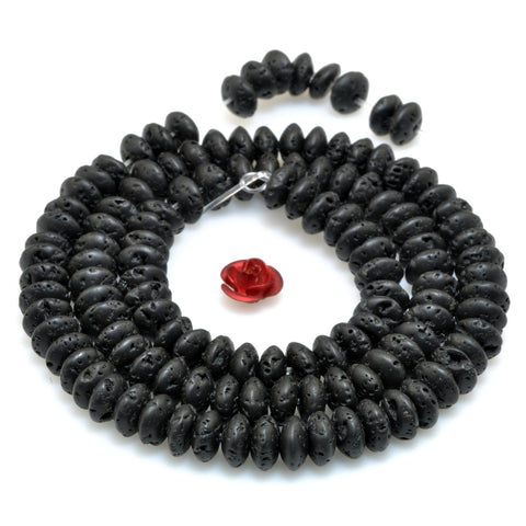 Black lava rock rough matte disc rondelle beads wholesale loose gemstone for jewelry making bracelets necklace diy