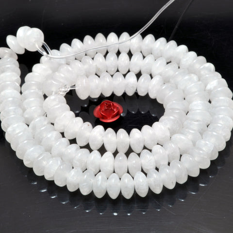 Natural White Jade smooth disc rondelle beads stone wholesale loose gemstones for jewelry making DIY bracelet necklace
