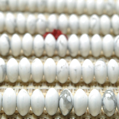 Natural Howlite stone smooth disc rondelle beads white turquoise wholesale loose gemstones for jewelry making DIY bracelet necklace