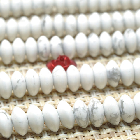 Natural Howlite stone smooth disc rondelle beads white turquoise wholesale loose gemstones for jewelry making DIY bracelet necklace
