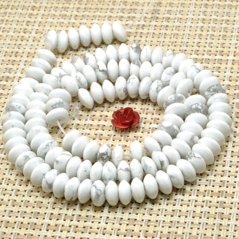 Natural Howlite stone smooth disc rondelle beads white turquoise wholesale loose gemstones for jewelry making DIY bracelet necklace