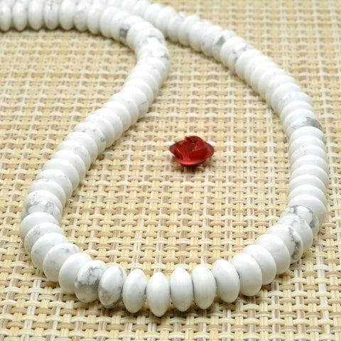 Natural Howlite stone smooth disc rondelle beads white turquoise wholesale loose gemstones for jewelry making DIY bracelet necklace