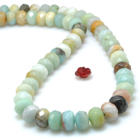 Natural Amazonite multi stone faceted rondelle beads wholesale gemstone jewelry making diy bracelet necklace