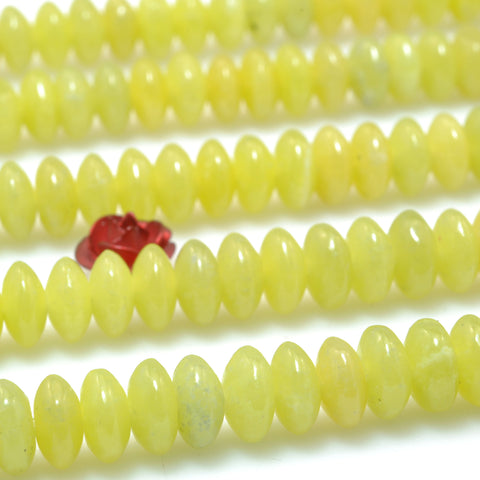 Natural Lemon Jade smooth disc rondelle beads yellow loose gemstones for jewelry making DIY bracelet necklace