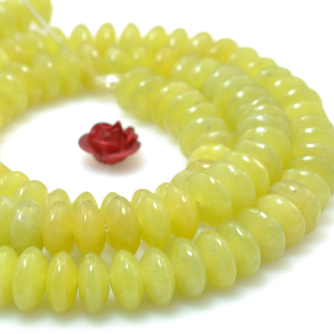 Natural Lemon Jade smooth disc rondelle beads yellow loose gemstones for jewelry making DIY bracelet necklace