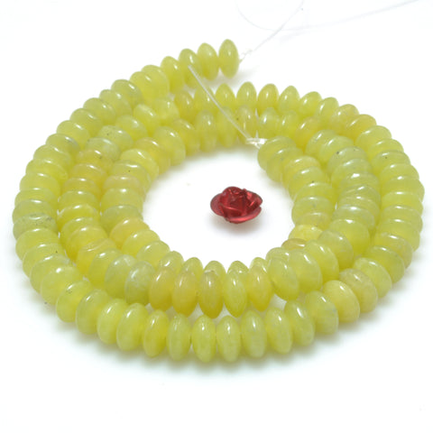 Natural Lemon Jade smooth disc rondelle beads yellow loose gemstones for jewelry making DIY bracelet necklace