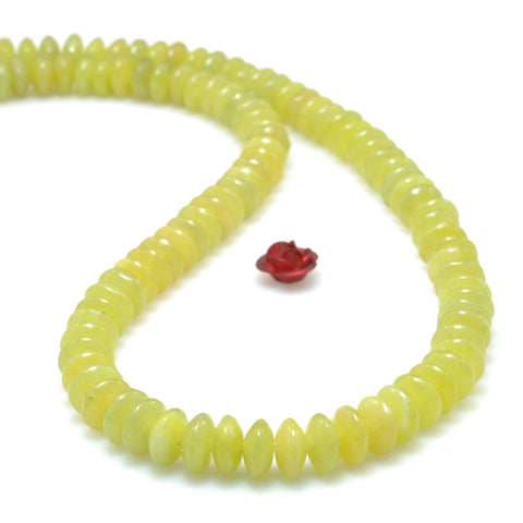 Natural Lemon Jade smooth disc rondelle beads yellow loose gemstones for jewelry making DIY bracelet necklace