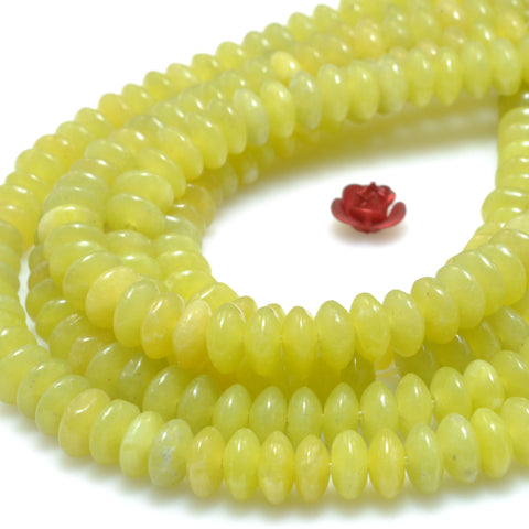 Natural Lemon Jade smooth disc rondelle beads yellow loose gemstones for jewelry making DIY bracelet necklace