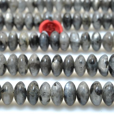 Natural Black Labradorite smooth disc rondelle beads wholesale loose gemstone for jewelry making bracelets necklace diy