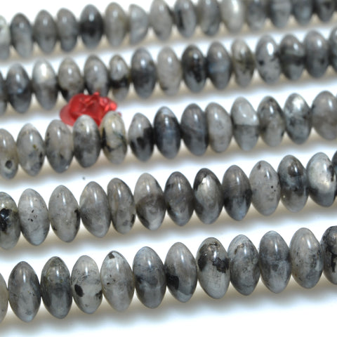 Natural Black Labradorite smooth disc rondelle beads wholesale loose gemstone for jewelry making bracelets necklace diy