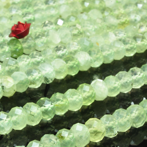 Natural Green Prehnite faceted rondelle loose beads gemstone semi precious stone wholesale for jewelry making DIY