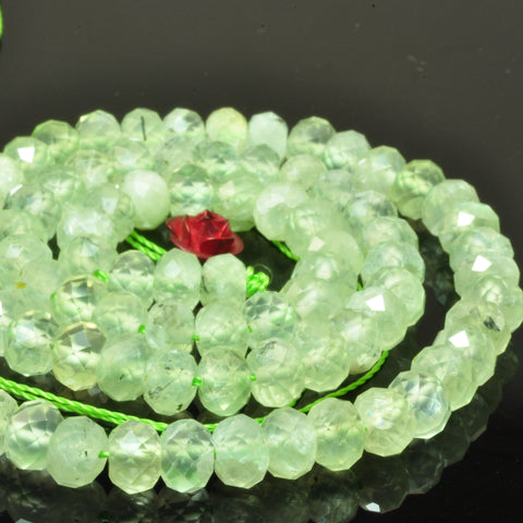 Natural Green Prehnite faceted rondelle loose beads gemstone semi precious stone wholesale for jewelry making DIY