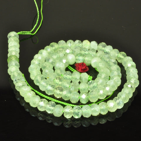 Natural Green Prehnite faceted rondelle loose beads gemstone semi precious stone wholesale for jewelry making DIY