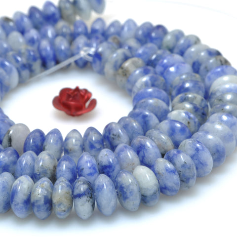 Natural Blue White Sodalite Stone smooth disc rondelle beads wholesale loose gemstones for jewelry making DIY bracelet necklace