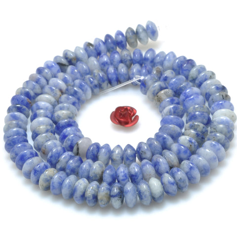 Natural Blue White Sodalite Stone smooth disc rondelle beads wholesale loose gemstones for jewelry making DIY bracelet necklace