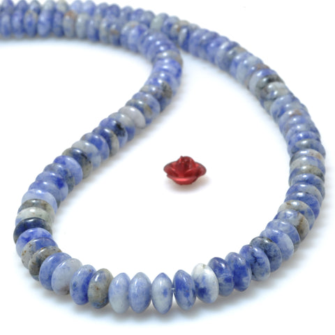 Natural Blue White Sodalite Stone smooth disc rondelle beads wholesale loose gemstones for jewelry making DIY bracelet necklace