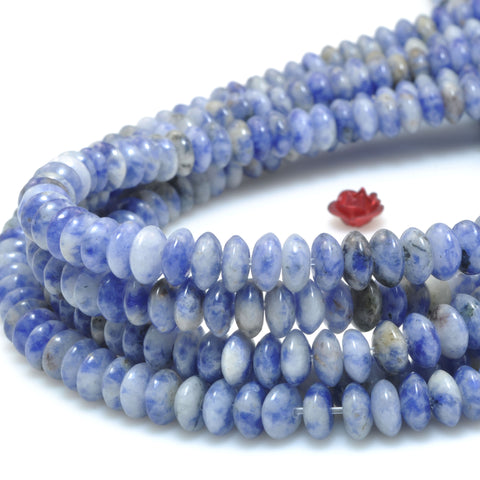 Natural Blue White Sodalite Stone smooth disc rondelle beads wholesale loose gemstones for jewelry making DIY bracelet necklace