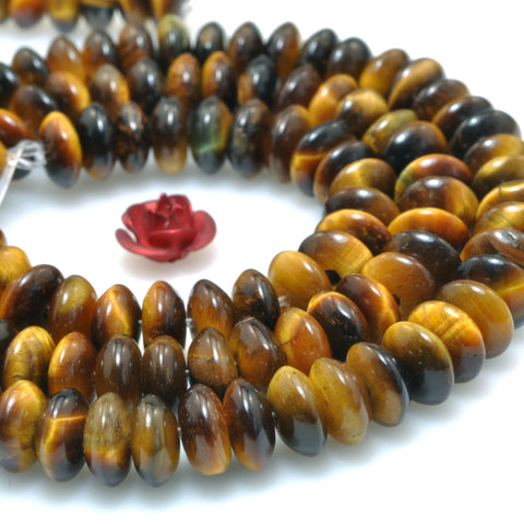 Natural Yellow Tiger Eye Stone smooth disc rondelle beads loose gemstones for jewelry making DIY bracelet necklace