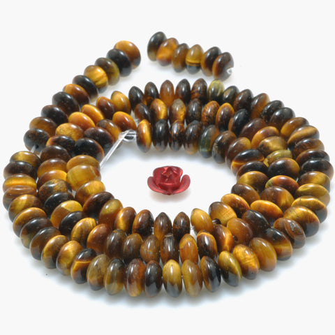 Natural Yellow Tiger Eye Stone smooth disc rondelle beads loose gemstones for jewelry making DIY bracelet necklace