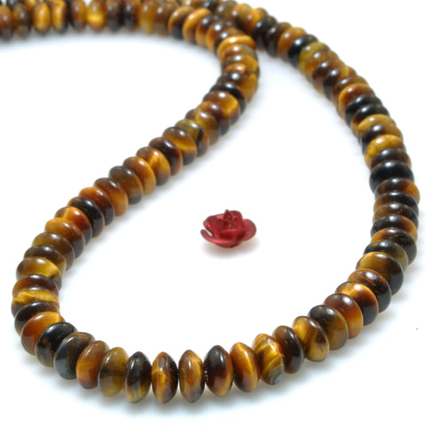 Natural Yellow Tiger Eye Stone smooth disc rondelle beads loose gemstones for jewelry making DIY bracelet necklace