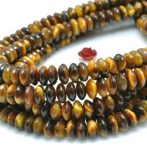 Natural Yellow Tiger Eye Stone smooth disc rondelle beads loose gemstones for jewelry making DIY bracelet necklace