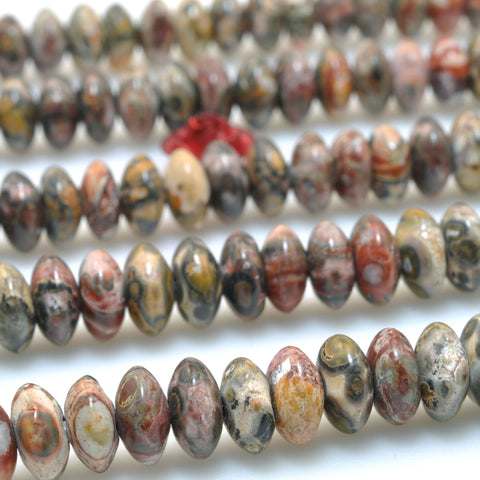 Natural Leopard Skin Jasper smooth disc rondelle beads loose gemstones for jewelry making DIY bracelet necklace