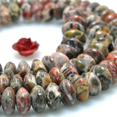 Natural Leopard Skin Jasper smooth disc rondelle beads loose gemstones for jewelry making DIY bracelet necklace