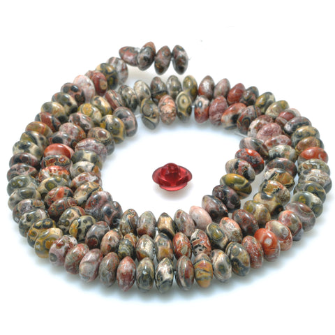 Natural Leopard Skin Jasper smooth disc rondelle beads loose gemstones for jewelry making DIY bracelet necklace