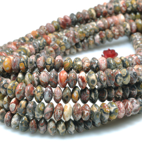 Natural Leopard Skin Jasper smooth disc rondelle beads loose gemstones for jewelry making DIY bracelet necklace