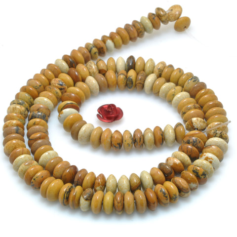 Natural Picture Jasper smooth disc rondelle beads stone wholesale loose gemstones for jewelry making DIY bracelet necklace