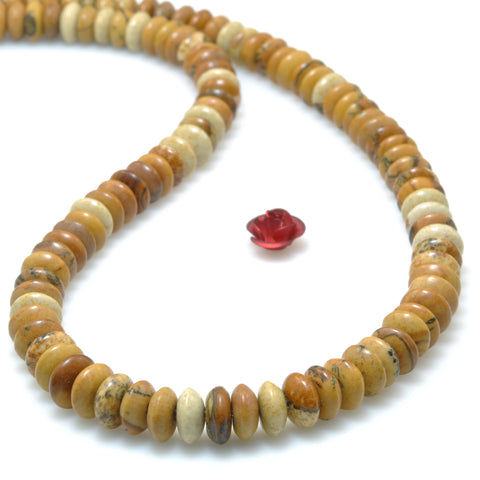 Natural Picture Jasper smooth disc rondelle beads stone wholesale loose gemstones for jewelry making DIY bracelet necklace