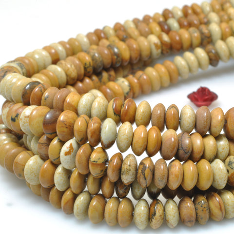 Natural Picture Jasper smooth disc rondelle beads stone wholesale loose gemstones for jewelry making DIY bracelet necklace