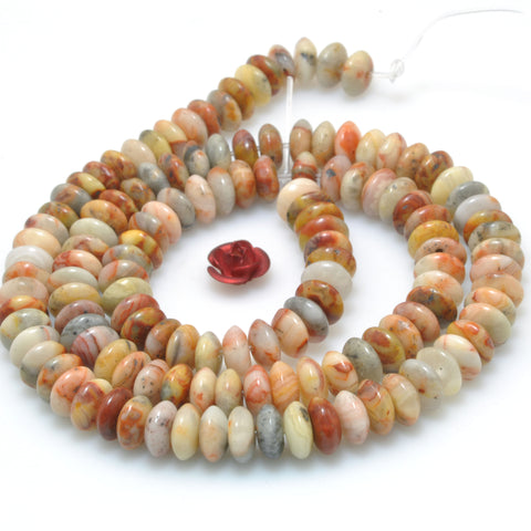 Natural Red Crazy Lace Agate Stone smooth disc rondelle beads loose gemstones for jewelry making DIY bracelet necklace