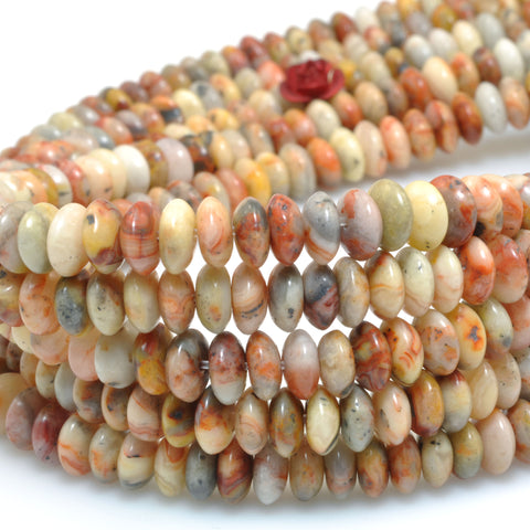 Natural Red Crazy Lace Agate Stone smooth disc rondelle beads loose gemstones for jewelry making DIY bracelet necklace