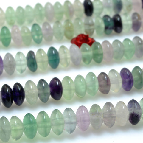 Natural Rainbow Fluorite smooth disc rondelle beads Purple Green Crystal wholesale loose gemstones for jewelry making DIY bracelet necklace