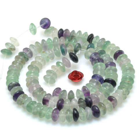 Natural Rainbow Fluorite smooth disc rondelle beads Purple Green Crystal wholesale loose gemstones for jewelry making DIY bracelet necklace