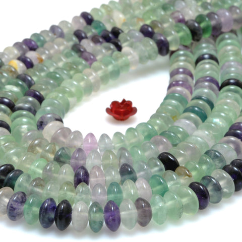 Natural Rainbow Fluorite smooth disc rondelle beads Purple Green Crystal wholesale loose gemstones for jewelry making DIY bracelet necklace