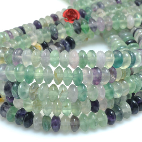 Natural Rainbow Fluorite smooth disc rondelle beads Purple Green Crystal wholesale loose gemstones for jewelry making DIY bracelet necklace