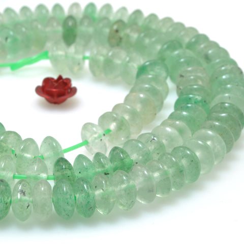 Natural Green Strawberry Quartz smooth disc rondelle beads stone wholesale loose gemstones for jewelry making DIY bracelet necklace