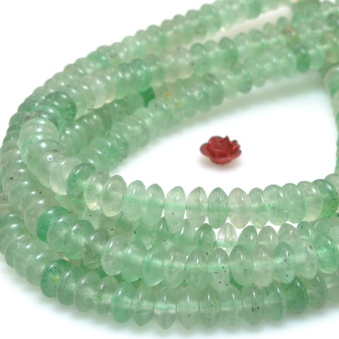 Natural Green Strawberry Quartz smooth disc rondelle beads stone wholesale loose gemstones for jewelry making DIY bracelet necklace
