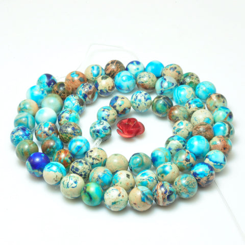 Blue Imperial Jasper smooth round loose beads impression jasper gemstone wholesale jewelry making bracelet diy stuff