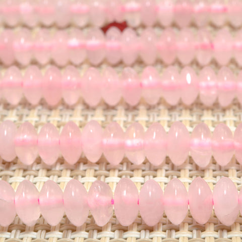 Natural Rose Quartz smooth disc rondelle beads wholesale loose gemstones for jewelry making DIY bracelet necklace