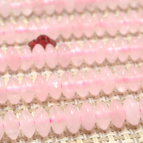 Natural Rose Quartz smooth disc rondelle beads wholesale loose gemstones for jewelry making DIY bracelet necklace