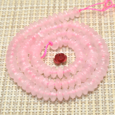 Natural Rose Quartz smooth disc rondelle beads wholesale loose gemstones for jewelry making DIY bracelet necklace