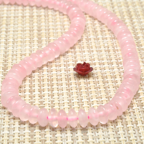 Natural Rose Quartz smooth disc rondelle beads wholesale loose gemstones for jewelry making DIY bracelet necklace
