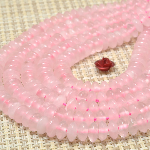 Natural Rose Quartz smooth disc rondelle beads wholesale loose gemstones for jewelry making DIY bracelet necklace