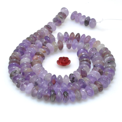 Natural Purple Amethyst Stone smooth disc rondelle beads wholesale loose gemstones for jewelry making DIY bracelet necklace