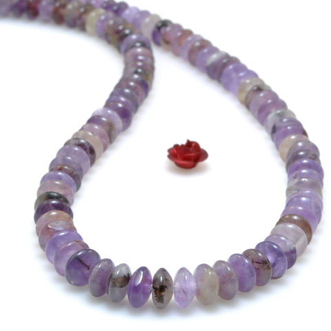 Natural Purple Amethyst Stone smooth disc rondelle beads wholesale loose gemstones for jewelry making DIY bracelet necklace